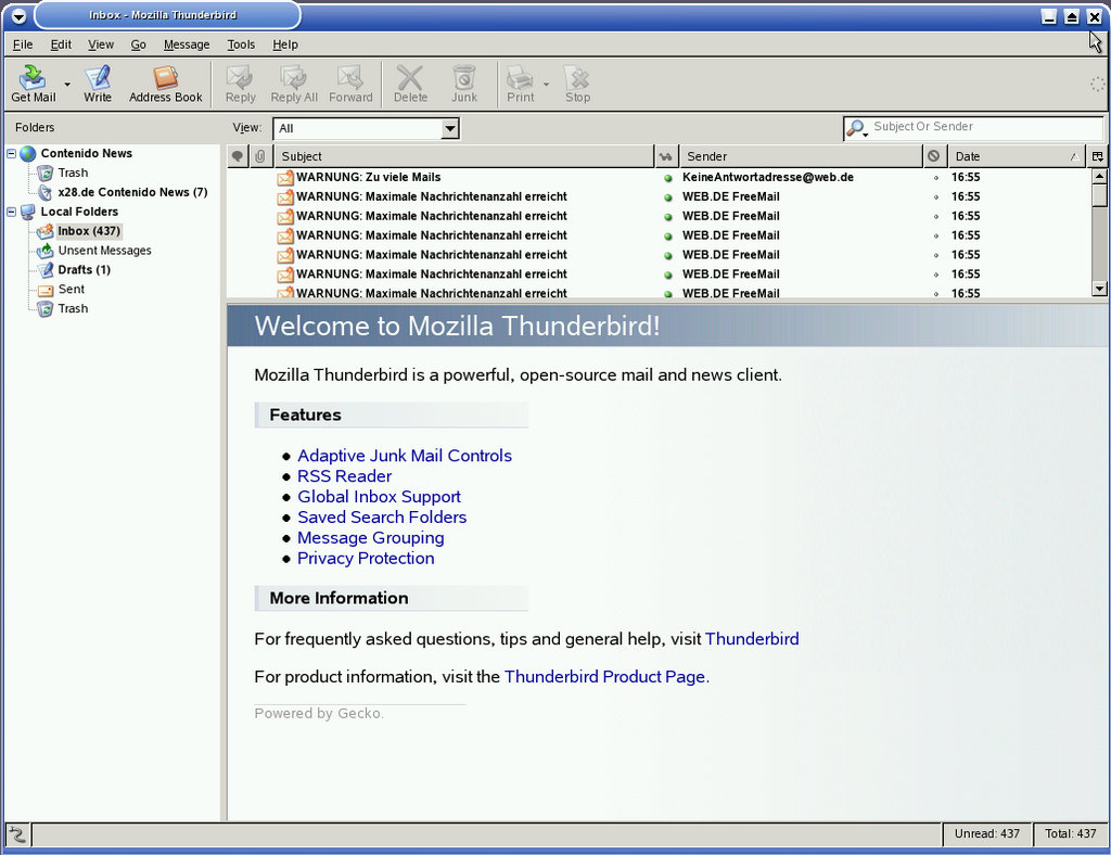 NO.6
Mozilla Thunderbird 通过设置向导的引领，用户在安装过程中完成使用邮箱的设置。该软件为用户提供了多种邮件模板，以及邮件数量设置、收件人设置等多种服务。
