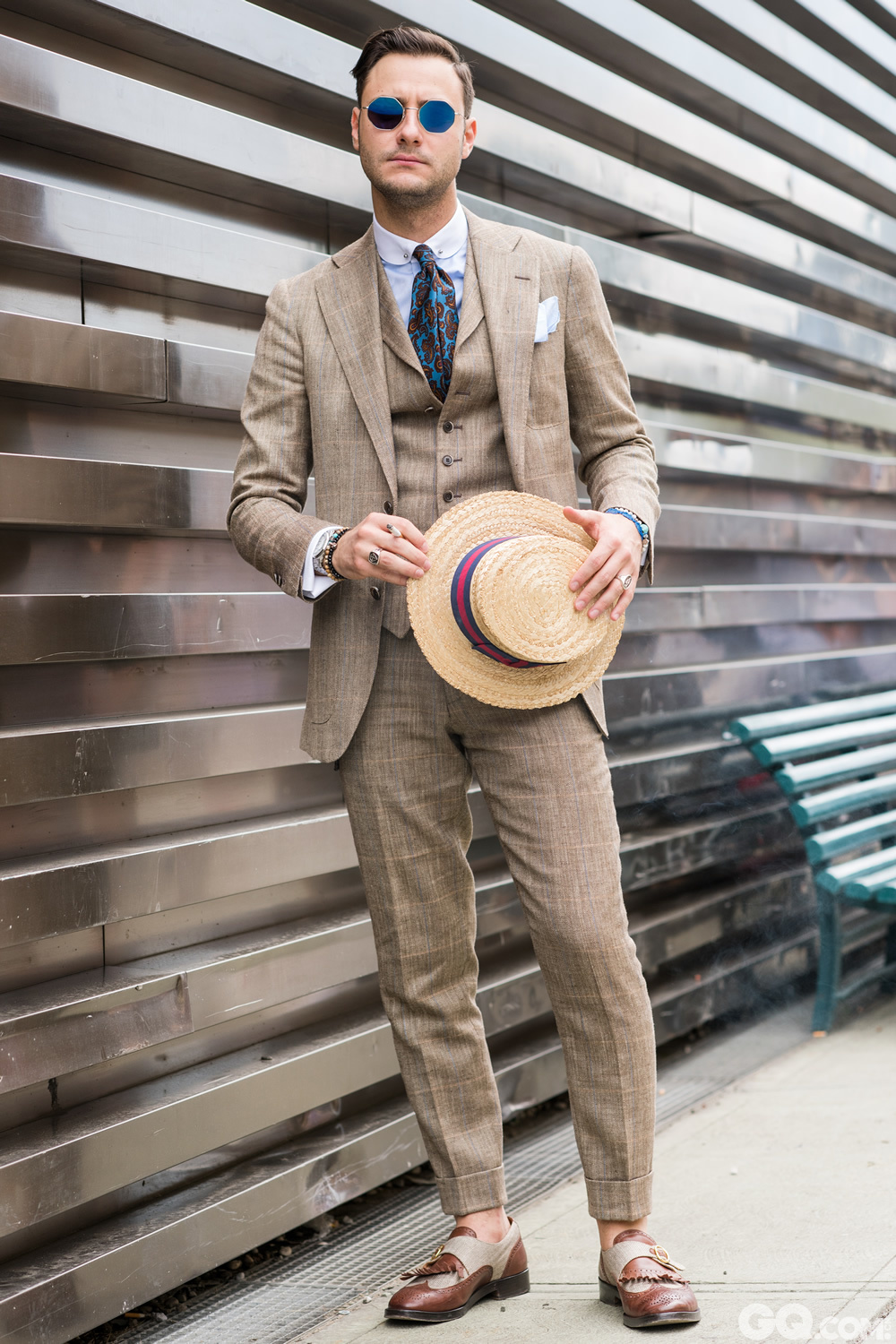 Federico
Sunglasses: Viver
Tie: vintage (from my grand father)
Shirt: Made to measure
Suit: Suit Supply
Hat and shoes: vintage

Inspiration: The classic gentleman with a twist, mostly the French actors in the 1930/1940s
（经典绅士感觉，3、40年代法国男演员即视感）