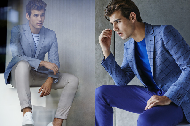 Marks & Spencer是具有百年历史的英国品牌，设计简约清新。本季推出的男装以蓝色作为主色调，通过色彩深浅不同的设计，给人以清新舒适的感觉。