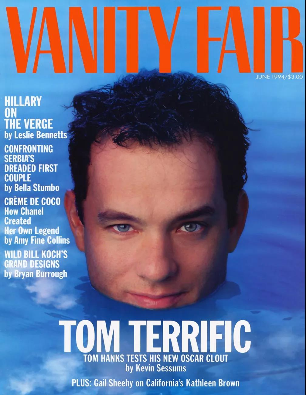 1994年登上vanity fair封面的hanks,杂志用"tom terrific"来形容这位