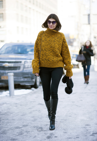 毛衣+长裤 冬季的五个时髦搭配公式