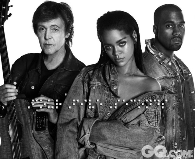 巴巴多斯天后蕾哈娜Rihanna时隔两年发布新专辑第一首单曲《Four Five Seconds》，该单曲由Riri联手传奇乐队披头士主唱Paul McCartney和说唱天王侃爷Kanye West，三大巨头破天荒合作的单曲将在今年的格莱美上首秀，怎能叫人不期待？