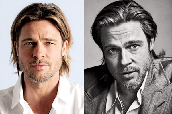 Brad Pitt在蓄胡须留长发以前也是无话可说的帅气，但与现在成熟男人的气质完全不同。
