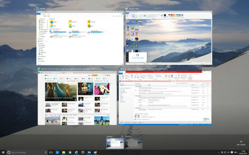 NO.5虚拟桌面

Windows 10的虚拟桌面提供过滤选项，让应用仅在当前桌面任务栏出现。用户能够查看任意打开的应用和视窗，看起来更像是“应用切换”的功能。
