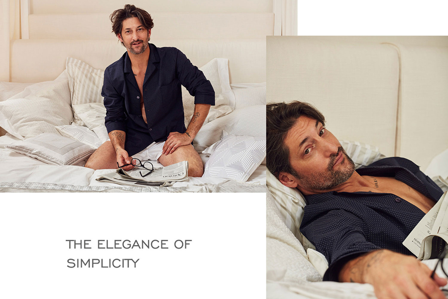 Zara Home携手顶级模特Tony Ward推出了早春Hotel Collection系列男装。取景与酒店的室内与室外，既有餐桌着装，也有舒适的浴袍。洁白的床单，明媚的阳光，以及精致的早餐，一派悠闲自得的氛围。