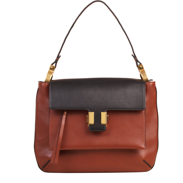 蔻依(chloé)2013年春夏棕黑皮质单肩包