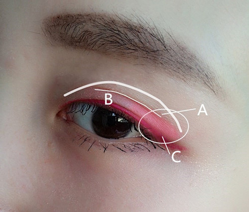 双眼皮位置扫粉色,眼位用玫粉色加深,让眼妆更深邃 step3唇妆